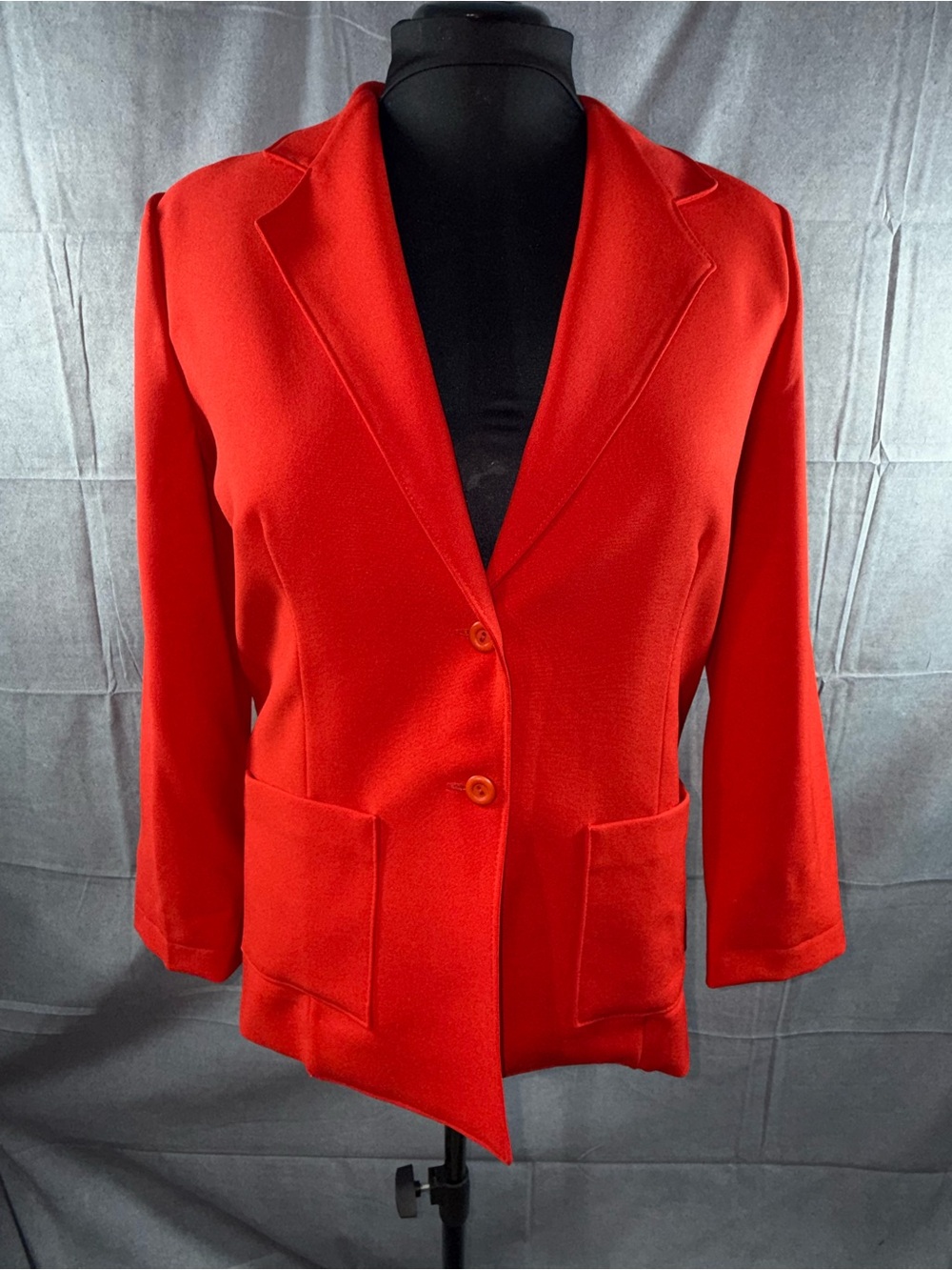 2845-BonWorth Red Women's Blazer Jacket - Two-Button Patch Pocket